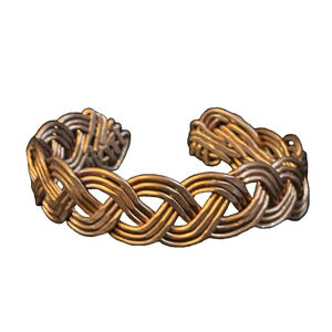 Vintage Woven Copper Cuff Bracelet Wide Artisan Hand Made Copper Jewelry 8"x1"